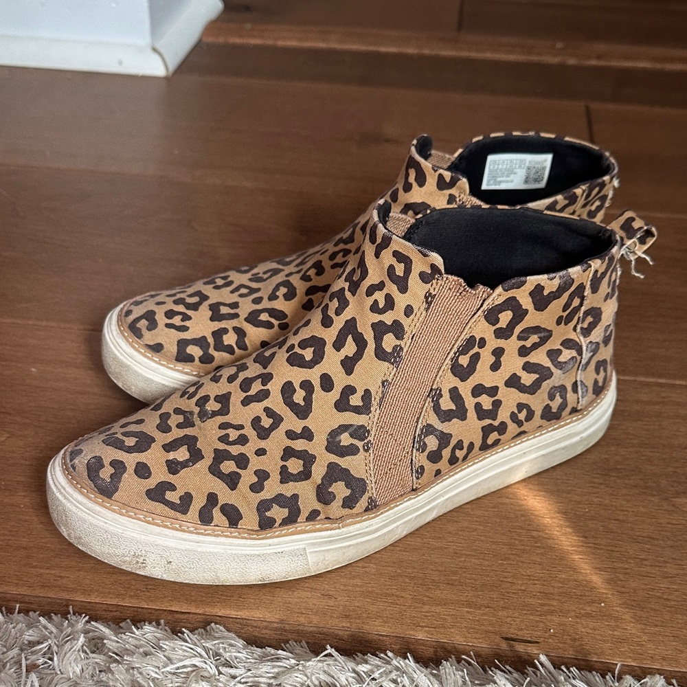 Toms Leopard Print Slip-On Ankle Sneakers in Brown and Black